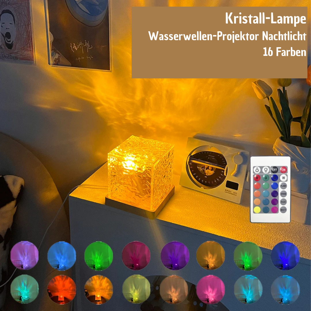 Kristall-Lampe: Wasserwellen-Projektor